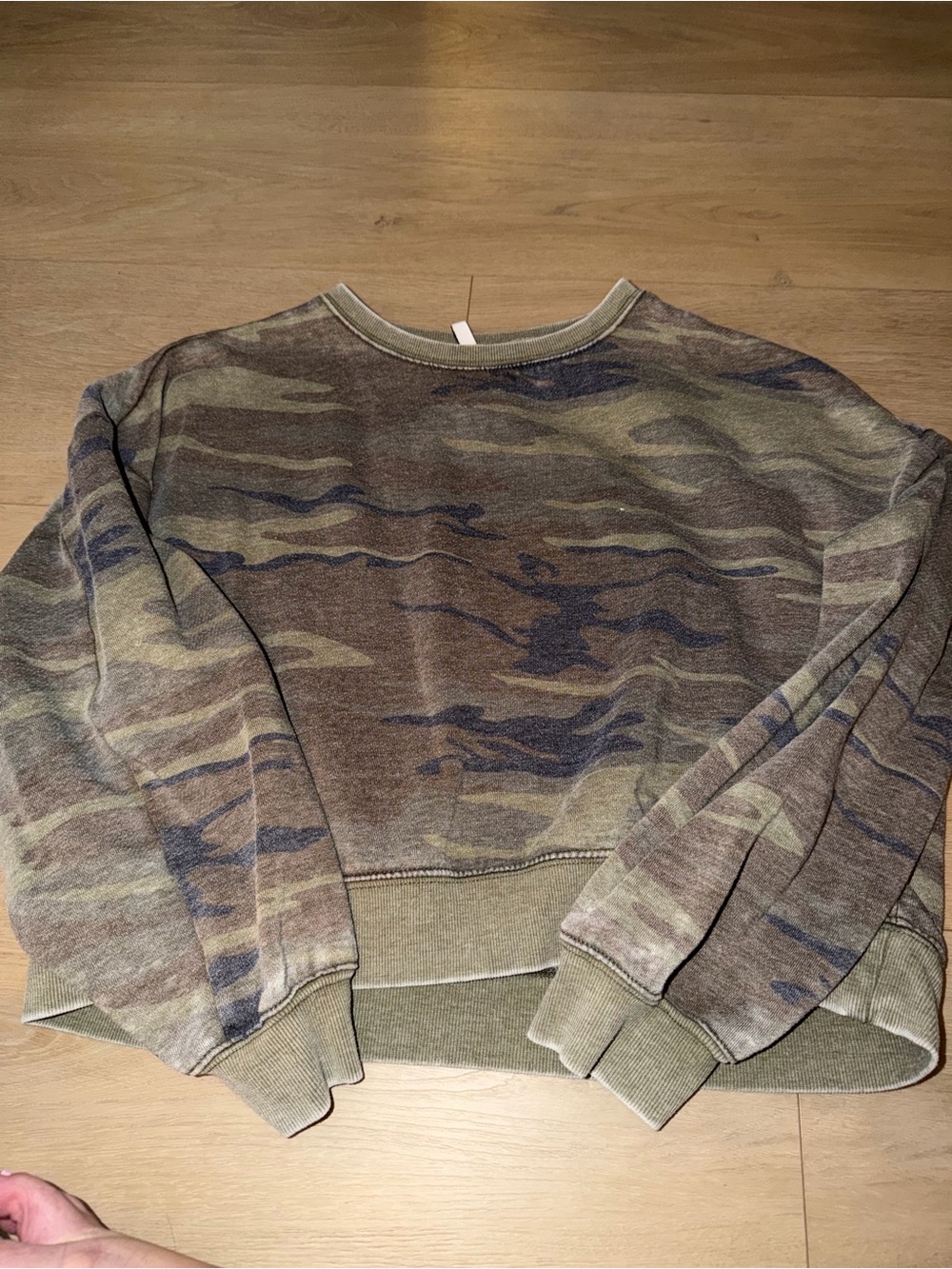 Z Supply Camo Crewneck Sweatshirt in Olive and Brown